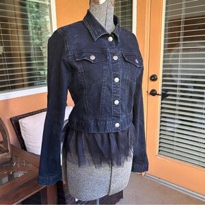 forever 21 Dark denim jacket black tulle dress Women’s Small